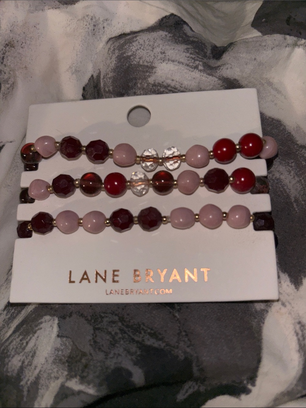 Lane Bryant Rose Pink and Deep Red Beaded Bracelet Set
